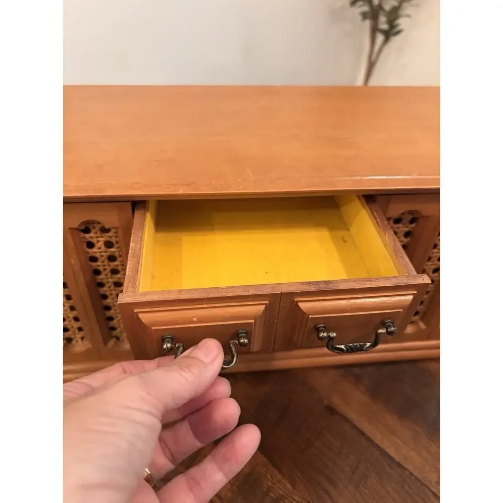 Vintage Tundra Jewelry Box 8 Drawer Wood Boho Retro MCM Mid Century Chest 80's
